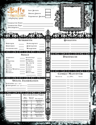 Buffy the Vampire Slayer Roleplaying Game Character Sheet, Page 2