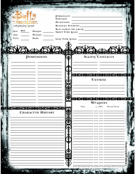Buffy the Vampire Slayer Roleplaying Game Character Sheet, Page 3