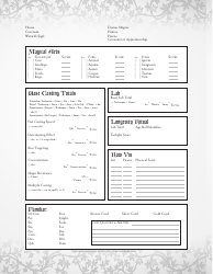Ars Magica Fifth Edition Character Sheet, Page 3