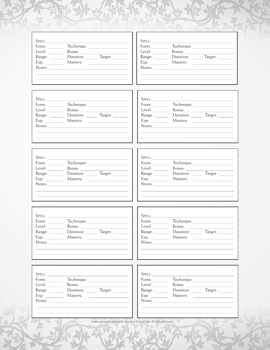 Ars Magica Fifth Edition Character Sheet Download Printable PDF ...