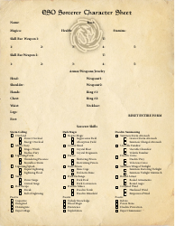 Document preview: Eso Sorcerer Character Sheet