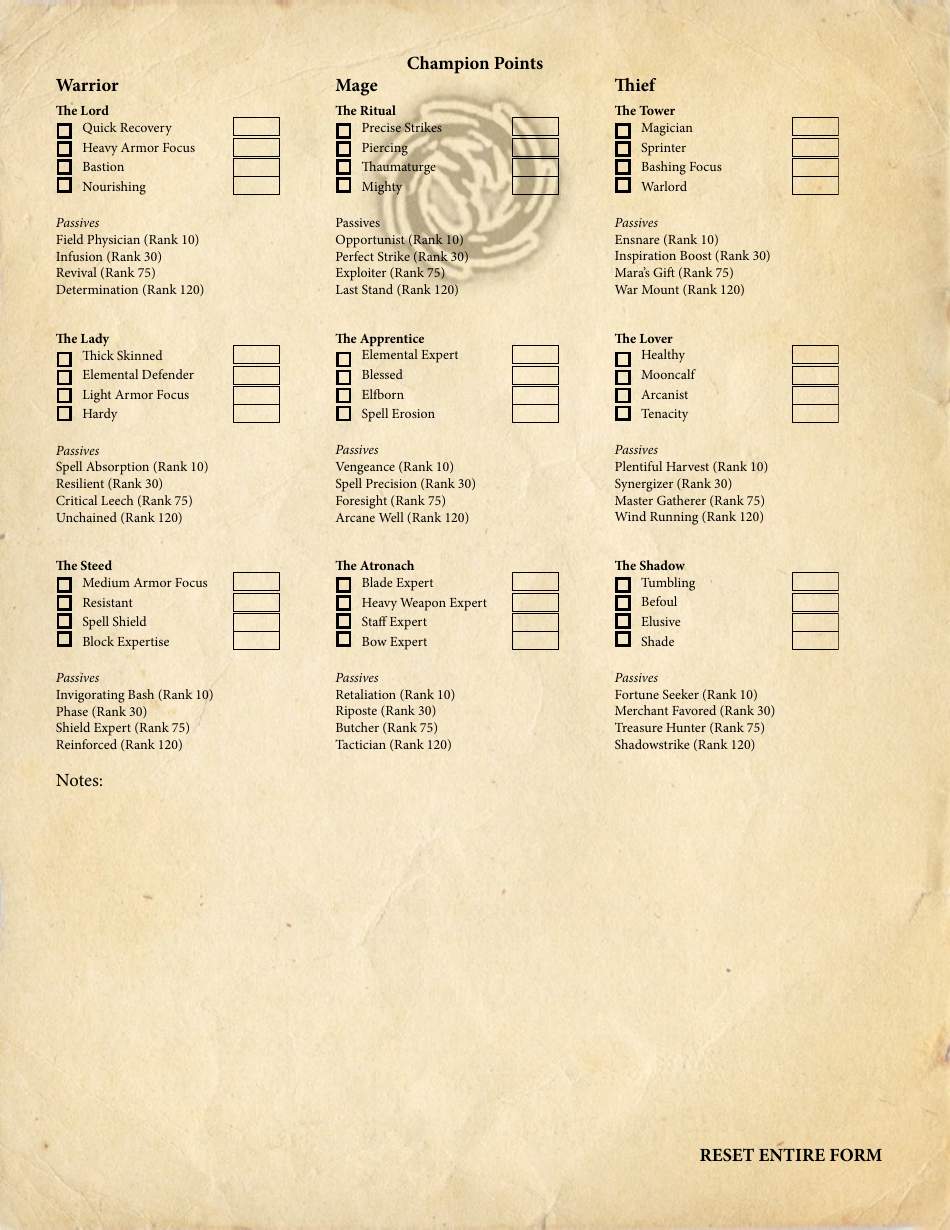 Eso Sorcerer Character Sheet, Page 4