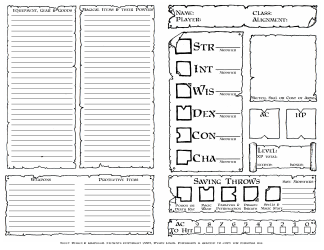Document preview: Rpg Character Sheet With Inventory Tracking Sheet