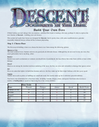 Descent Character Sheet - Journeys in the Dark &amp; the Road to Legend