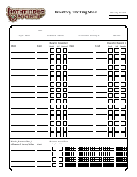 Document preview: Pathfinder Society Inventory Tracking Sheet