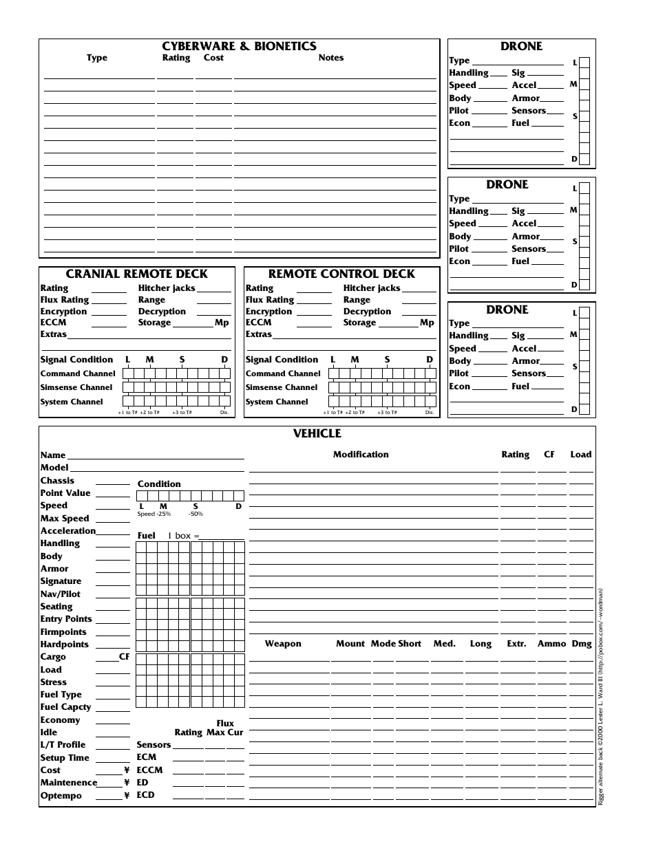 Shadowrun 3.1 Character Sheets, Page 18