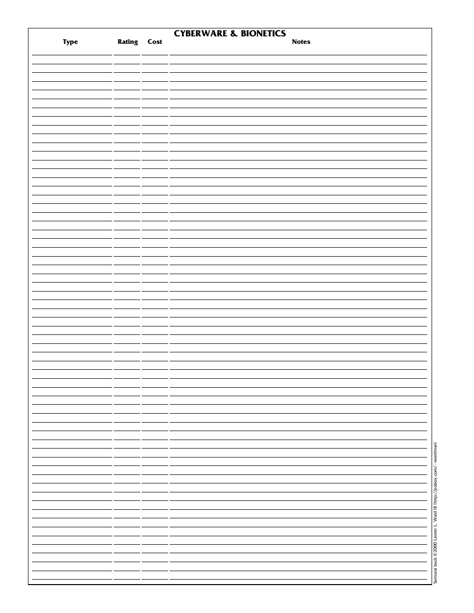 Shadowrun 3.1 Character Sheets, Page 20