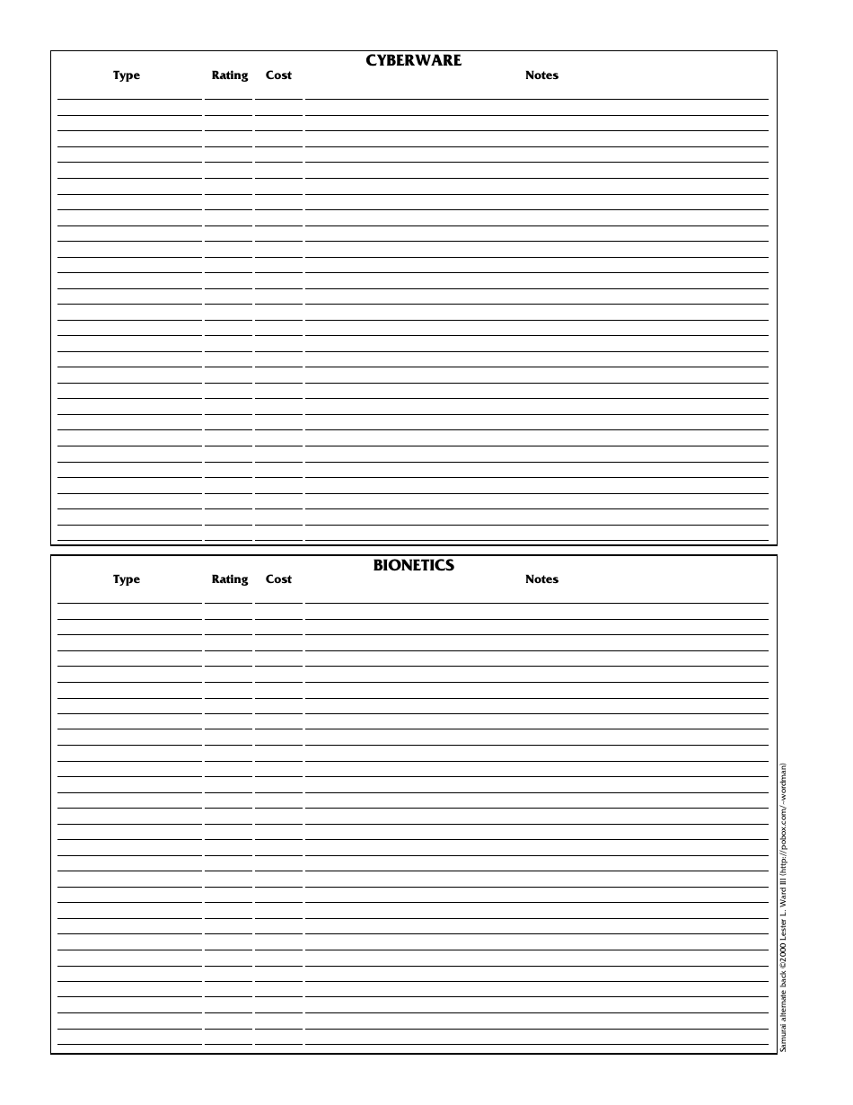 Shadowrun 3.1 Character Sheets, Page 21