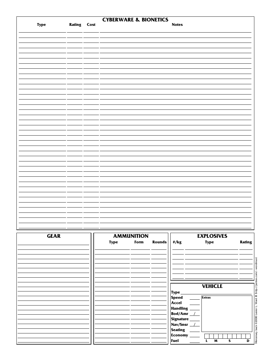 Shadowrun 3.1 Character Sheets Download Printable PDF | Templateroller