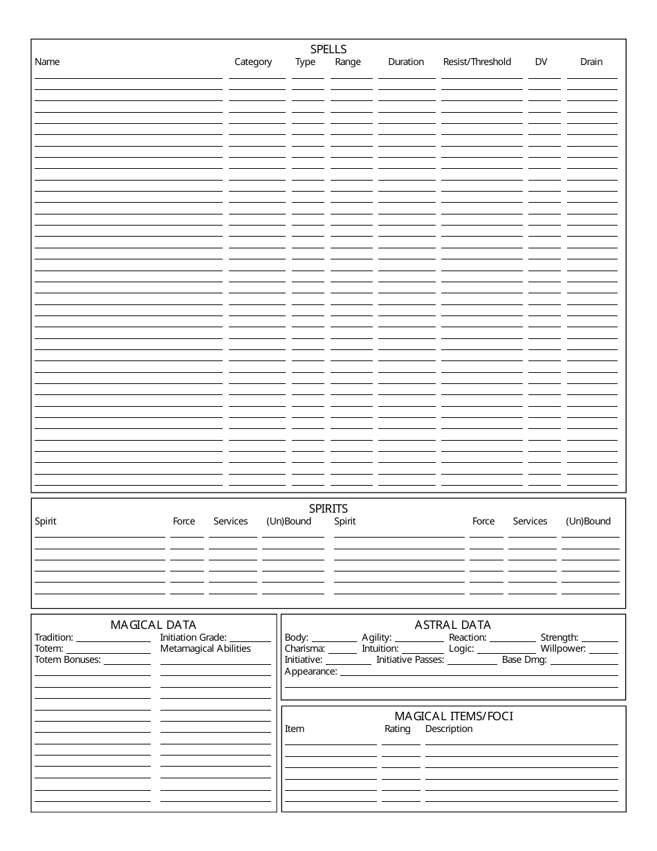 Shadowrun 5th Edition Character Sheets, Page 14