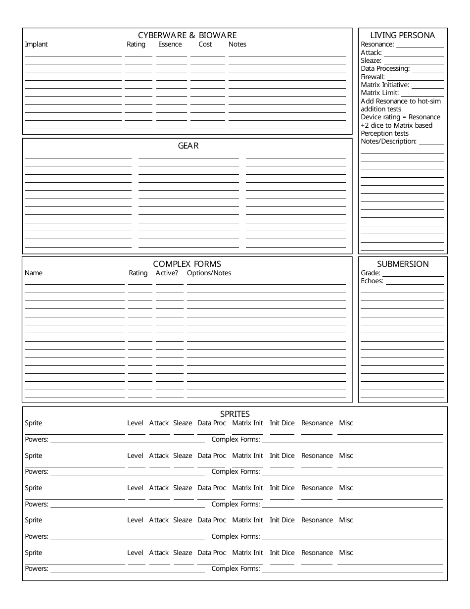 Shadowrun 5th Edition Character Sheets, Page 18