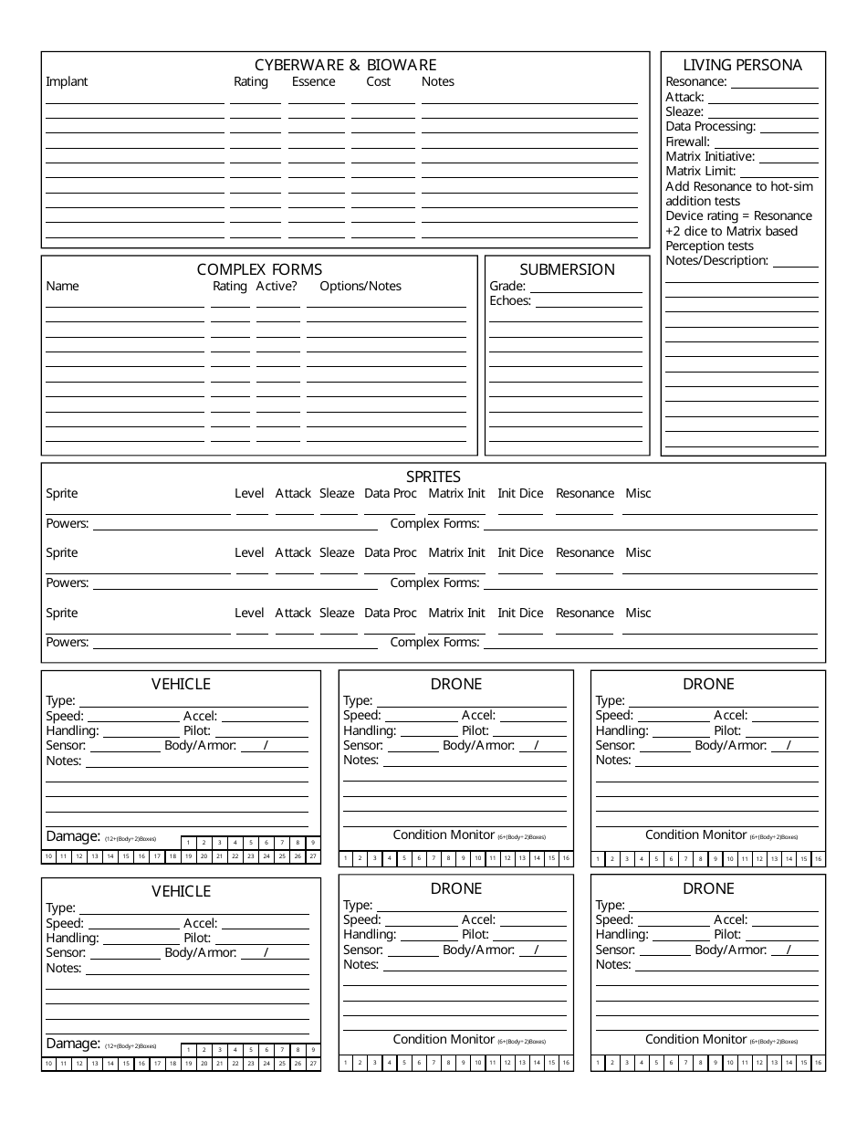 Shadowrun 5th Edition Character Sheets, Page 19