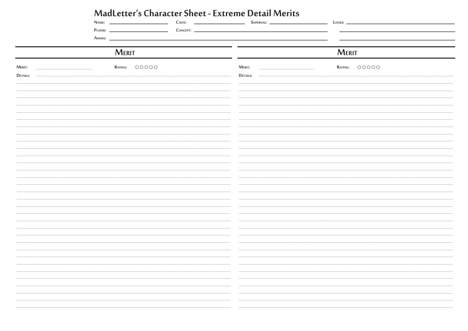 Exalted Character Sheet for Solars, Page 11
