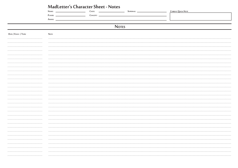 Exalted Character Sheet for Solars, Page 16
