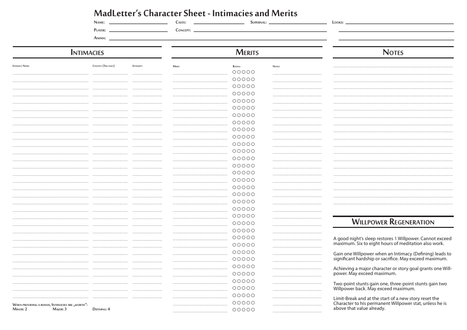 Exalted Character Sheet for Solars, Page 3