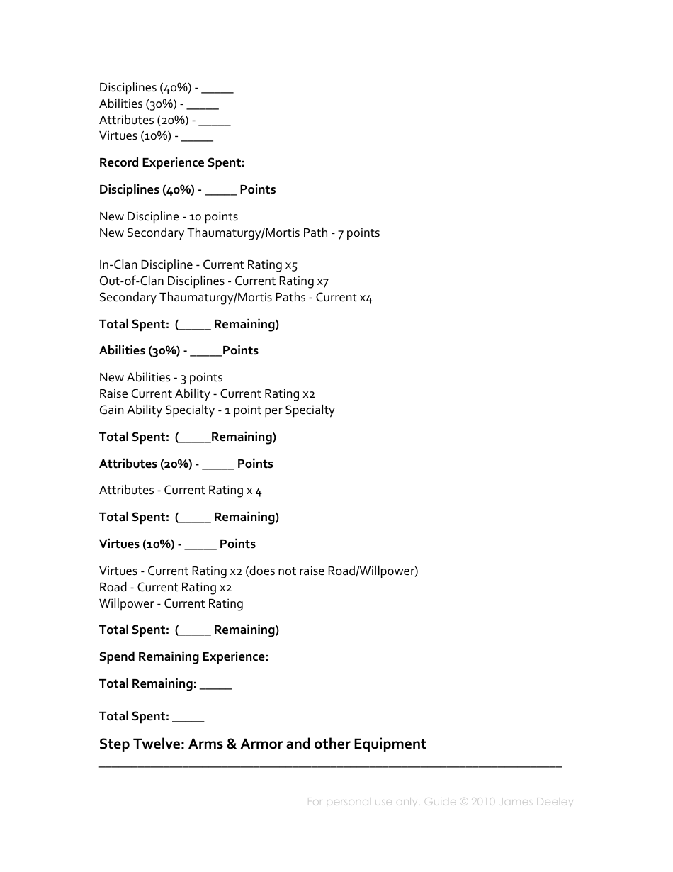 Vampire: the Dark Ages Npc Character Sheet, Page 4