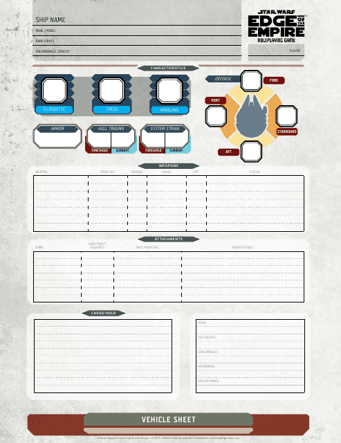 the Edge of the Empire Vehicle Sheet Preview - Templateroller