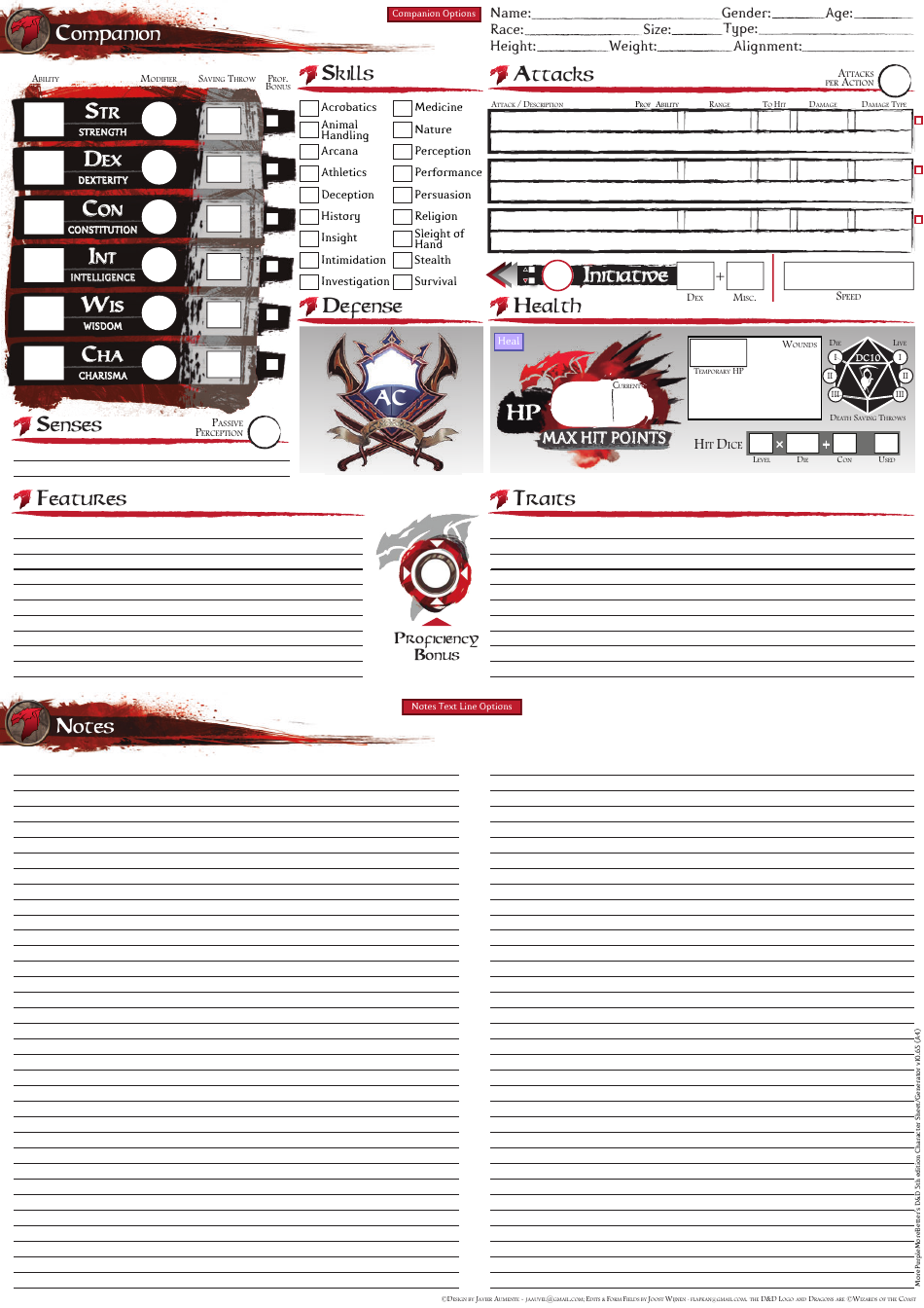 Dungeons  Dragons Gimmicky Character Sheet, Page 5