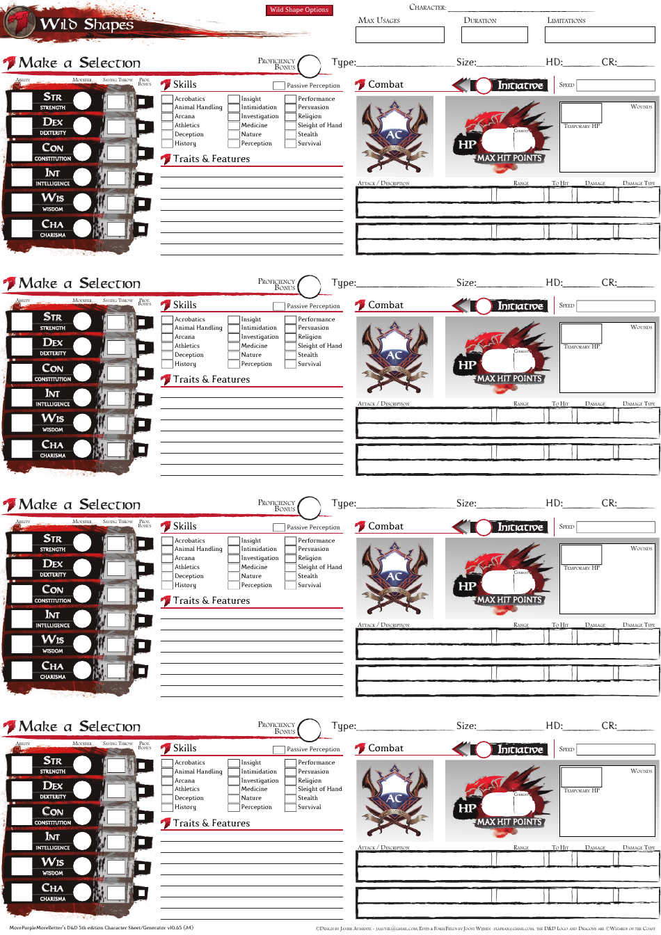 Dungeons  Dragons Gimmicky Character Sheet, Page 7