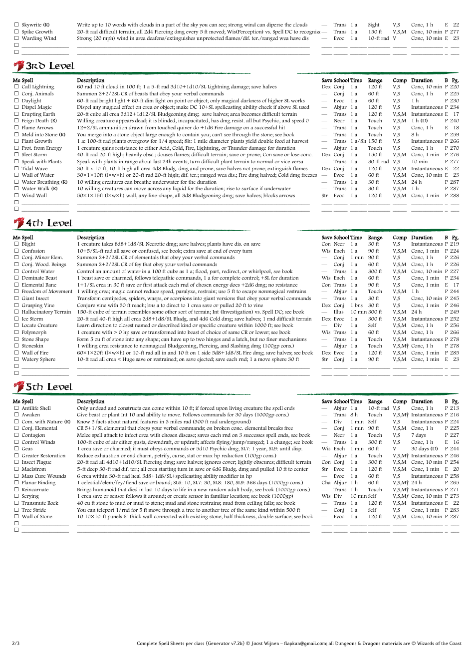 Dd Spells Sheet, Page 10