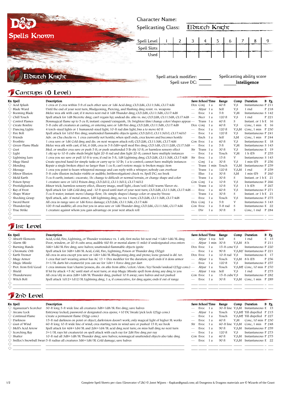 Dd Spells Sheet, Page 12
