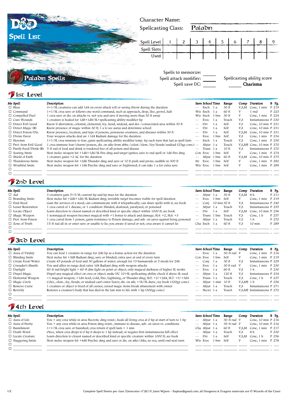 Dd Spells Sheet, Page 14