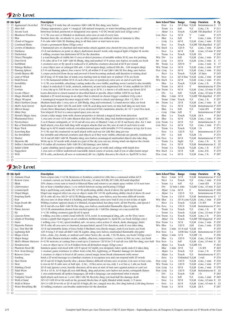 Dd Spells Sheet, Page 25