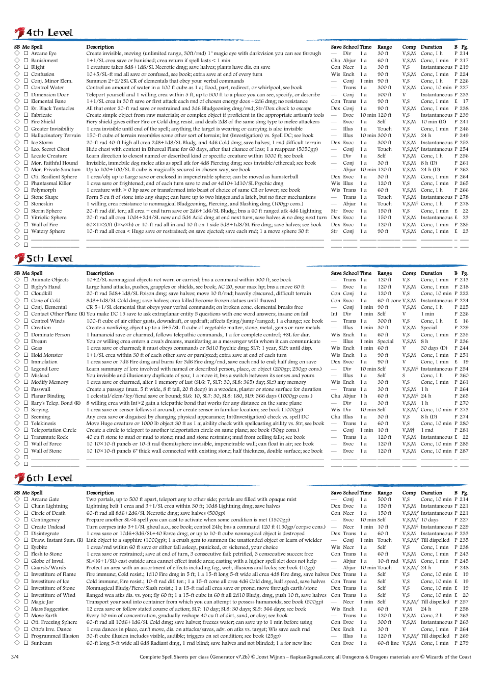 Dd Spells Sheet, Page 26