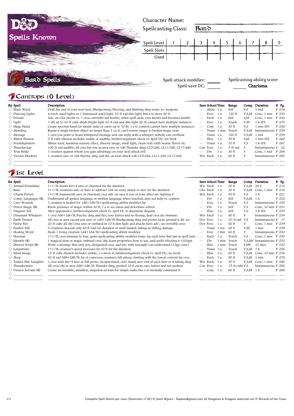 Dd Spells Sheet, Page 3