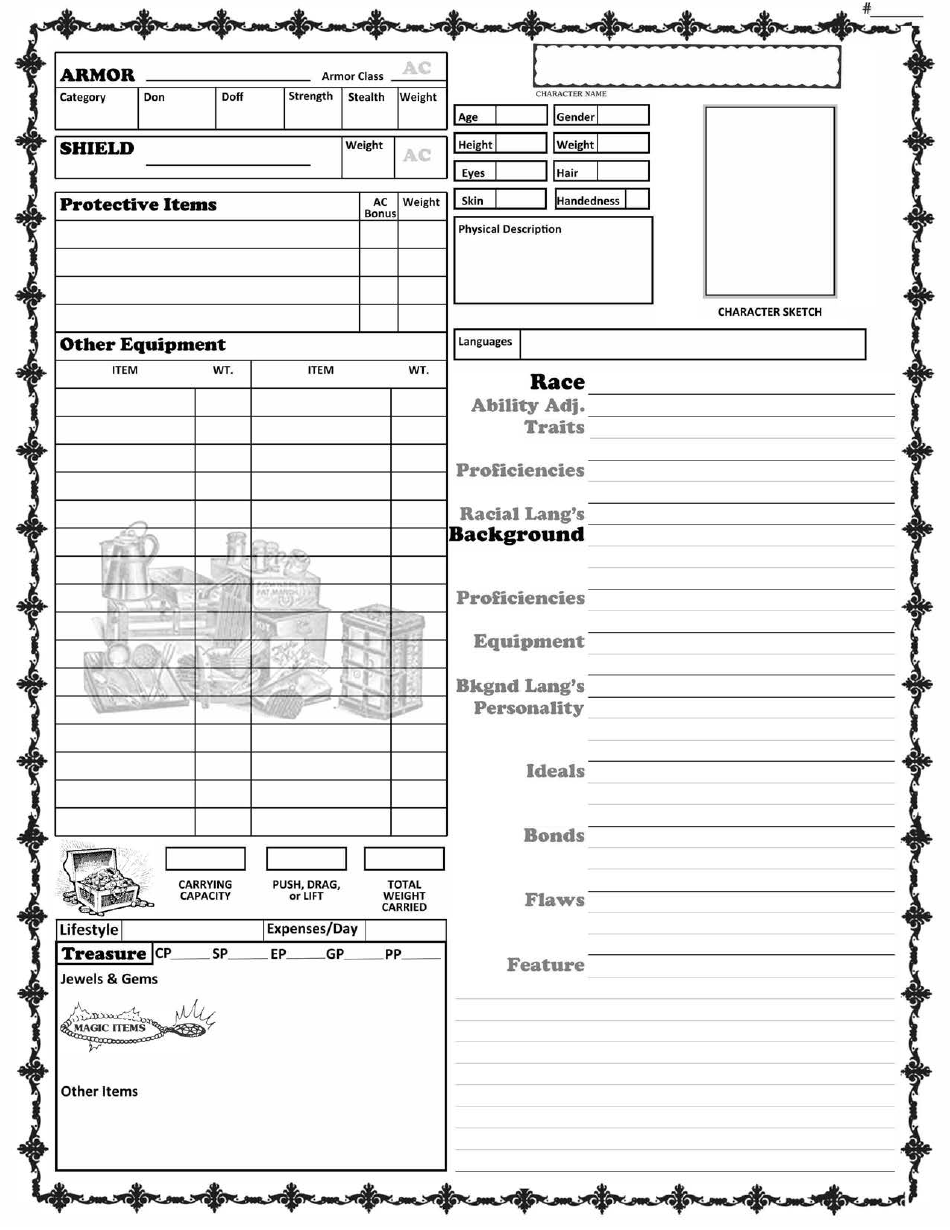 Dungeon & Dragons 5e Player Character Record Sheet Download Fillable ...