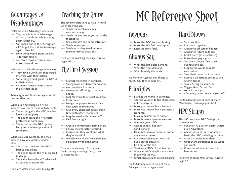 Monsterhearts Npc Character Sheet, Page 3