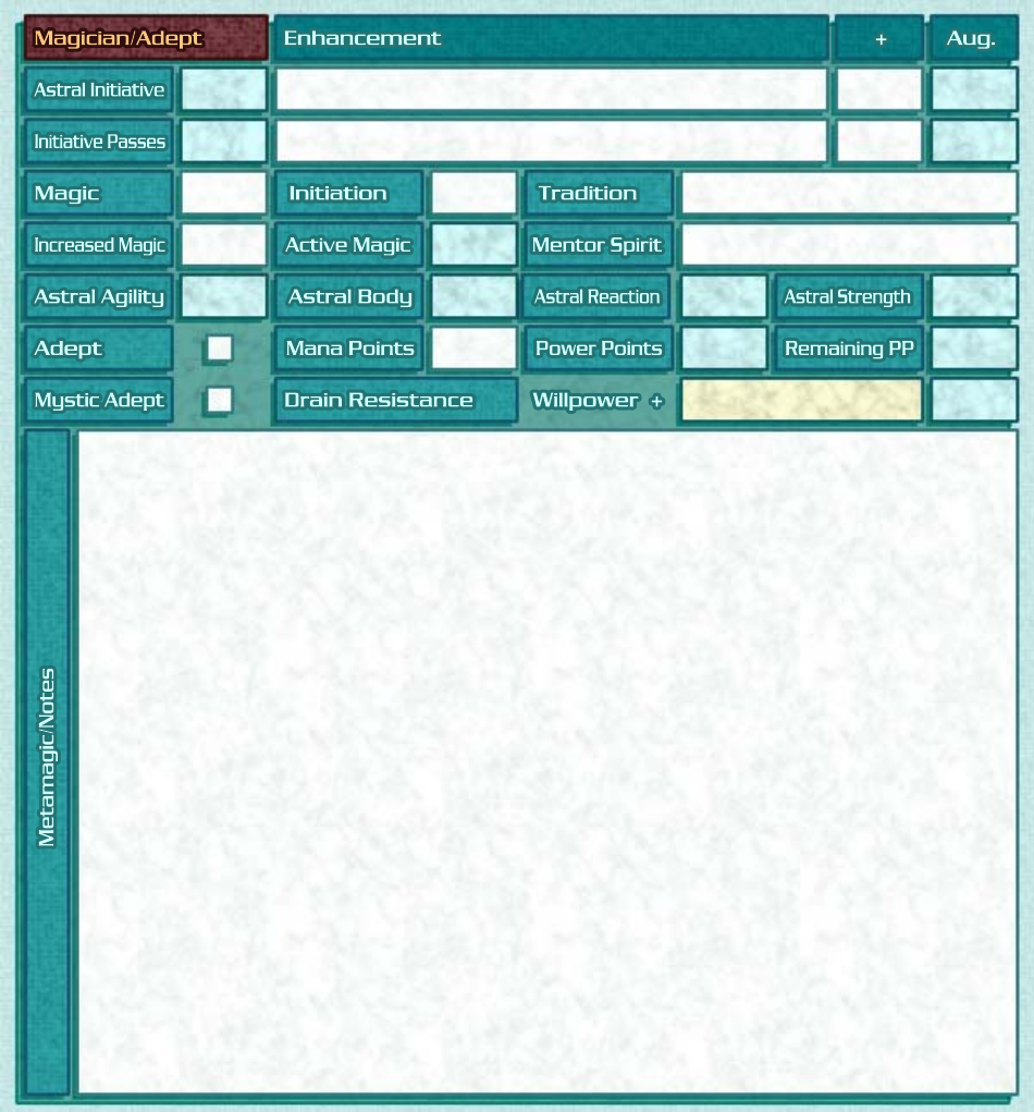 Shadowrun 4th Edition Character Sheet, Page 9