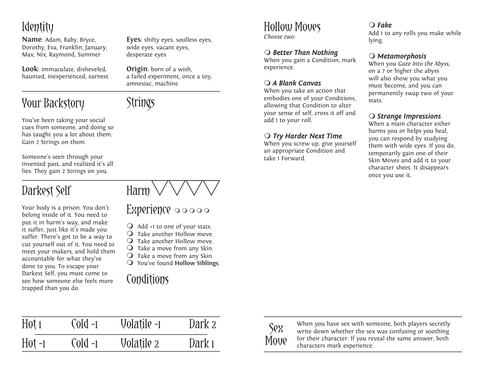 Monsterhearts 2 Character Sheets, Page 10