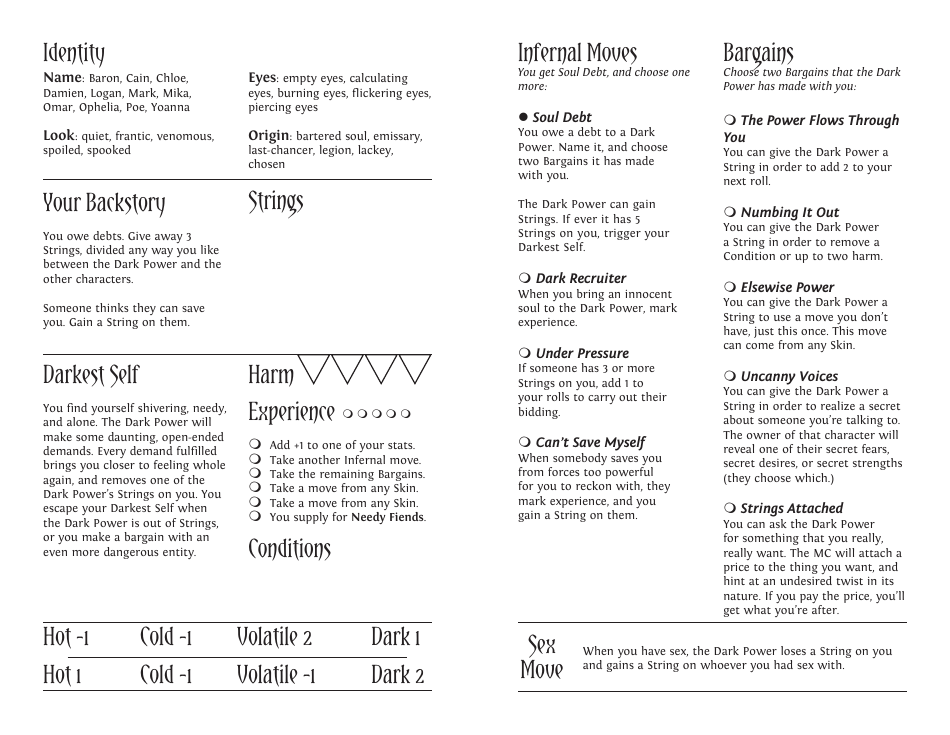 Monsterhearts 2 Character Sheets, Page 12