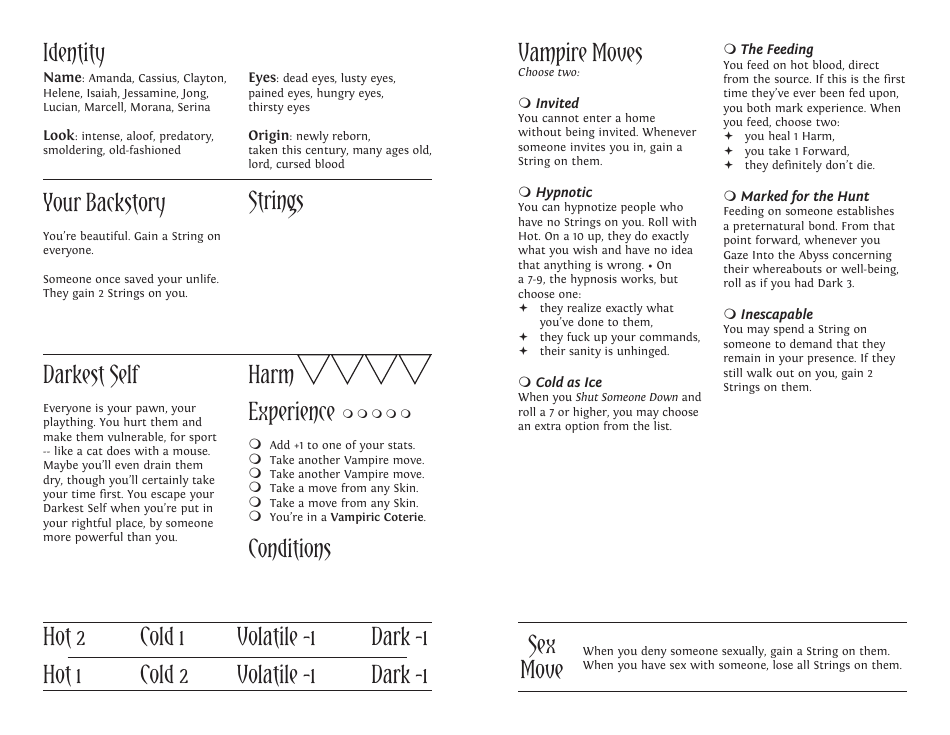 Monsterhearts 2 Character Sheets, Page 18