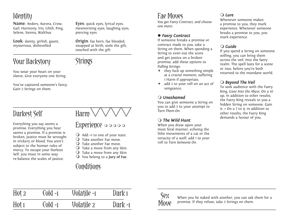 Monsterhearts 2 Character Sheets, Page 4