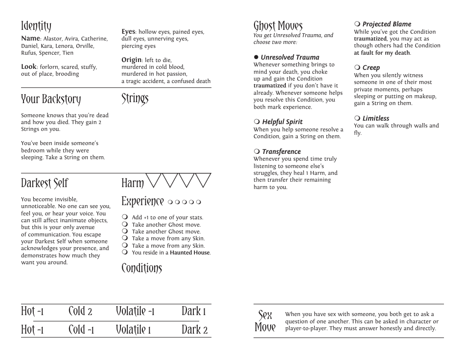 Monsterhearts 2 Character Sheets, Page 6