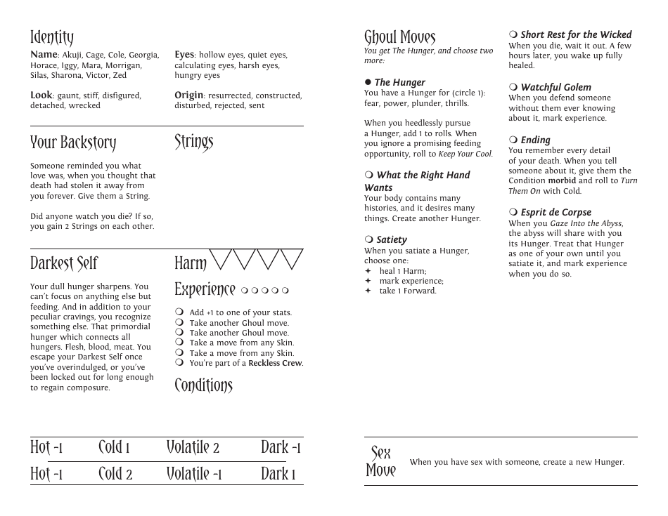 Monsterhearts 2 Character Sheets, Page 8
