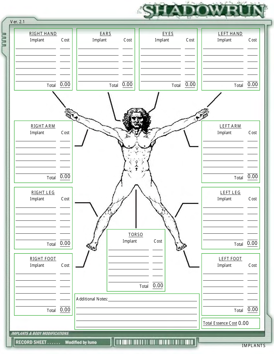 Shadowrun Character Sheet - Green, Page 10