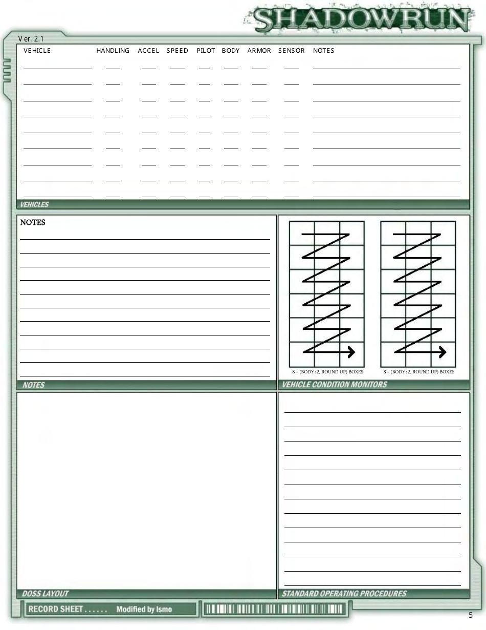 Shadowrun Character Sheet - Green, Page 5