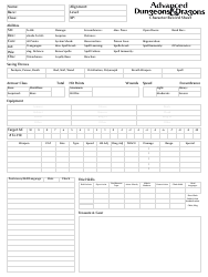 Document preview: Advanced Dungeons & Dragons Thief Character Record Sheet