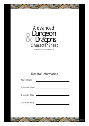 Document preview: Advanced Dungeon & Dragons Character Sheet