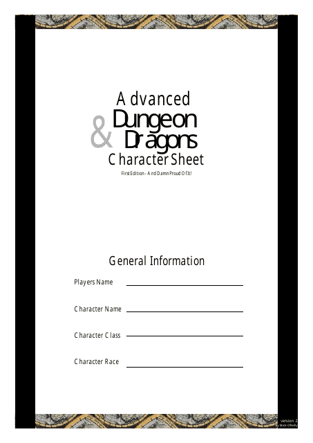 Advanced Dungeon & Dragons Character Sheet - Free customizable template