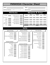 Paranoia Two-Sided Character Sheet
