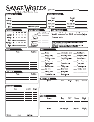 Document preview: Savage Worlds Character Profile Sheet