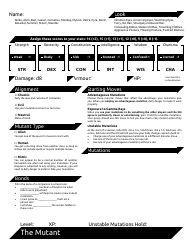 Dungeon Planet Character Sheets, Page 5