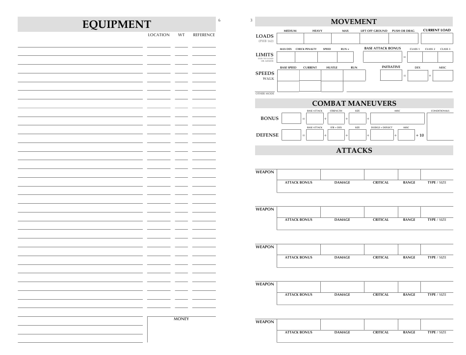 Pathfinder Character Booklet Download Printable PDF | Templateroller