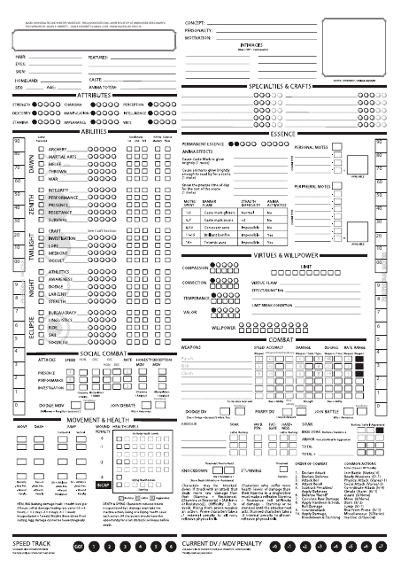 Exalted Character Sheet - Free Download