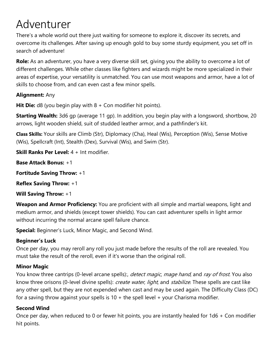 Pathfinder Character Sheet, Page 4