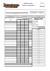 Pathfinder Society Character Sheet With Worksheets, Page 12